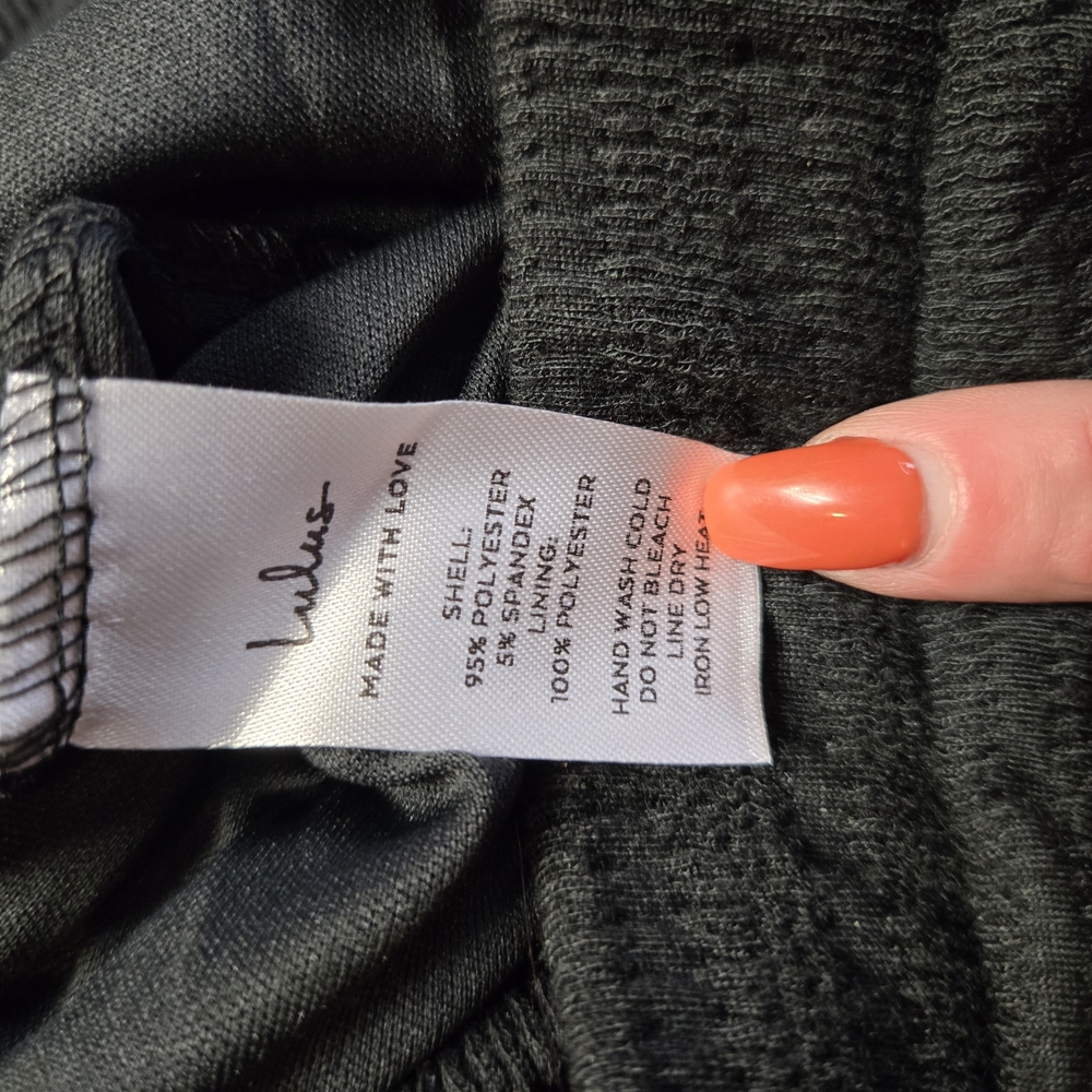 Lulu's Black Heavy Weight Drawstring Wide Leg Soft Boutique Pants Cozy Casual - Picture 5 of 6